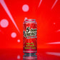 Individual can of Berry Punch in front of red background