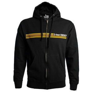 Black Zip Hoodie with Striped Logo