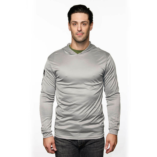 Gray Long Sleeve Hooded T-shirt